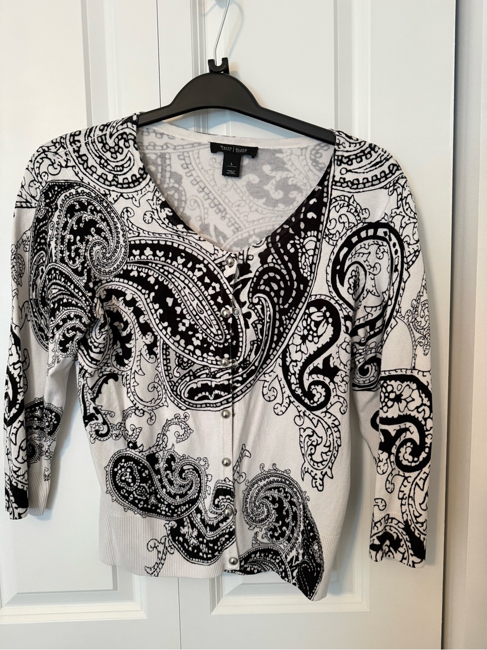 WHBM  Paisley Button-Front Women's Cardigan 3/4 Sleeve